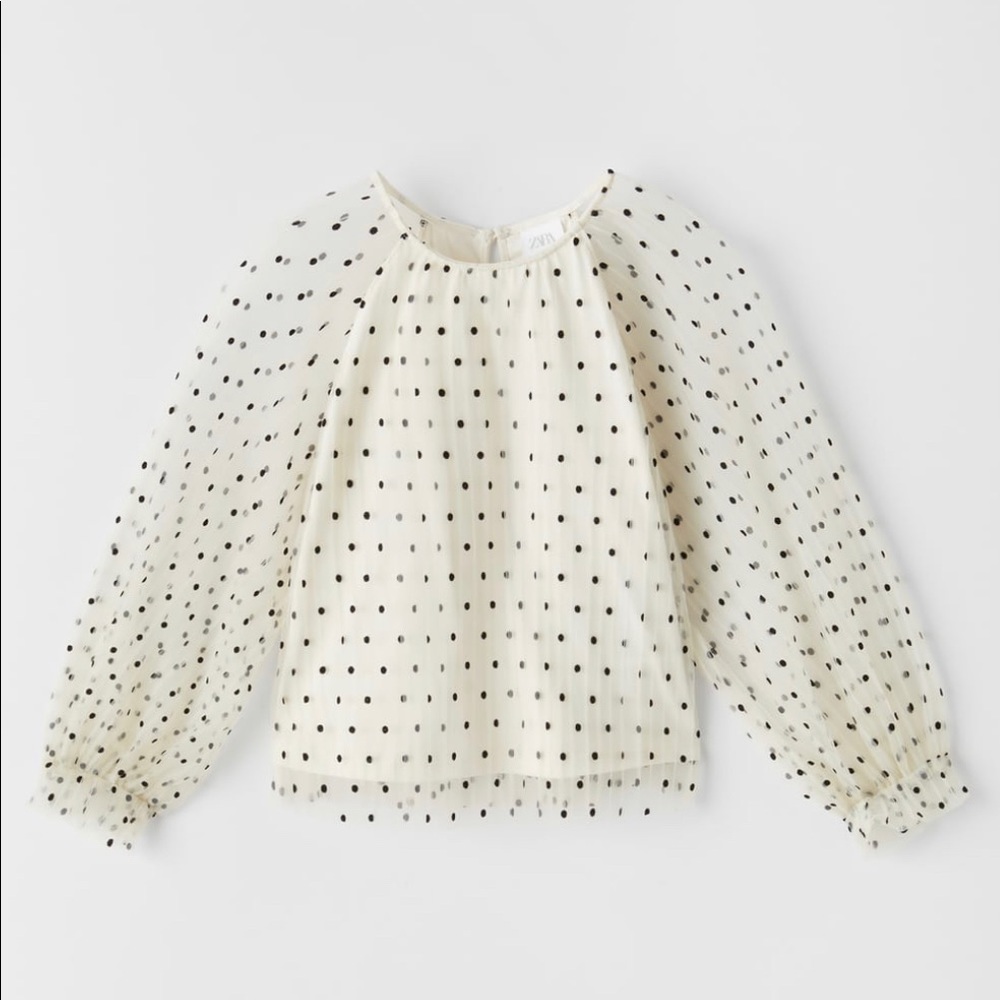 Zara Girls Tulle Polka Dot Top